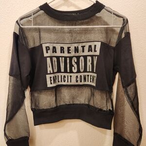 Black Sheer Parental Advisory Exlicit Content  Sweatshirt